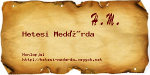 Hetesi Medárda névjegykártya